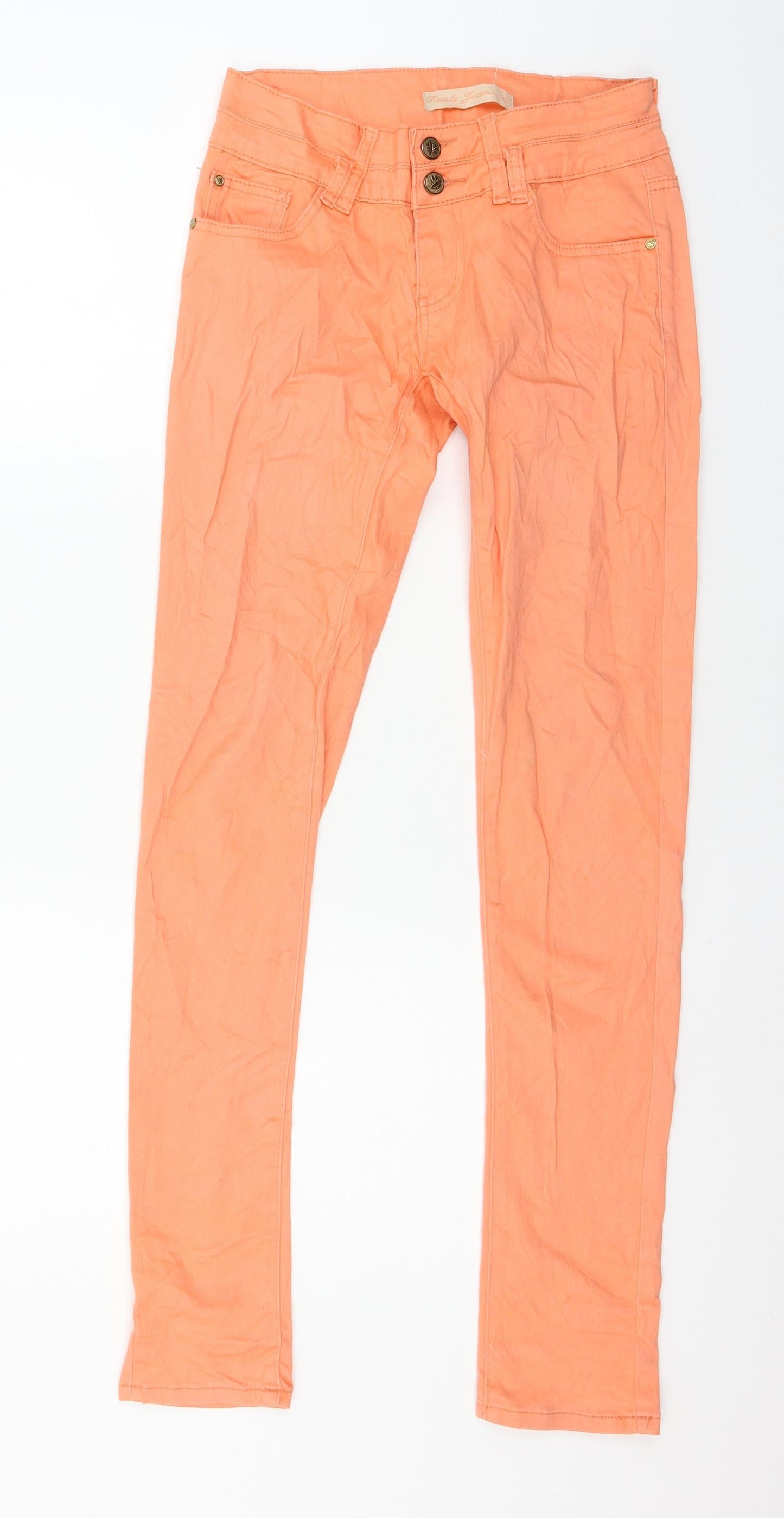 Womens UK Size 8 Reals Jeans Regular Fit Skinny Orange Jeans