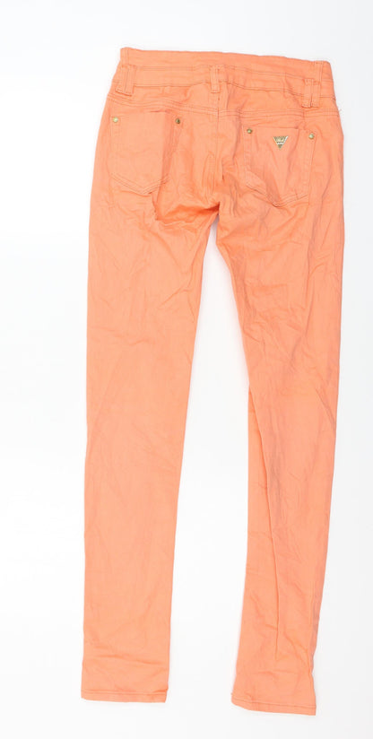 Womens UK Size 8 Reals Jeans Regular Fit Skinny Orange Jeans