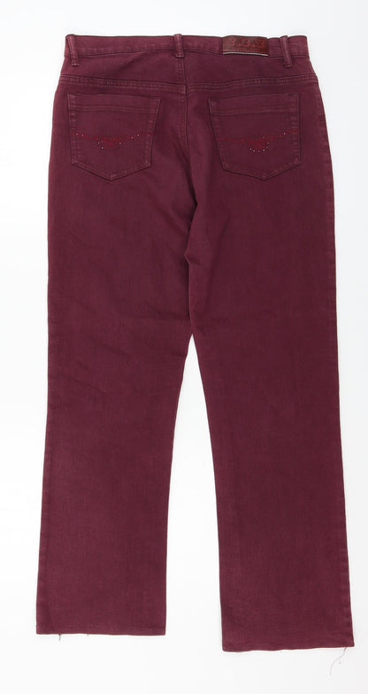 Y.Z.Y Womens Purple  Denim Straight Jeans Size L L28 in