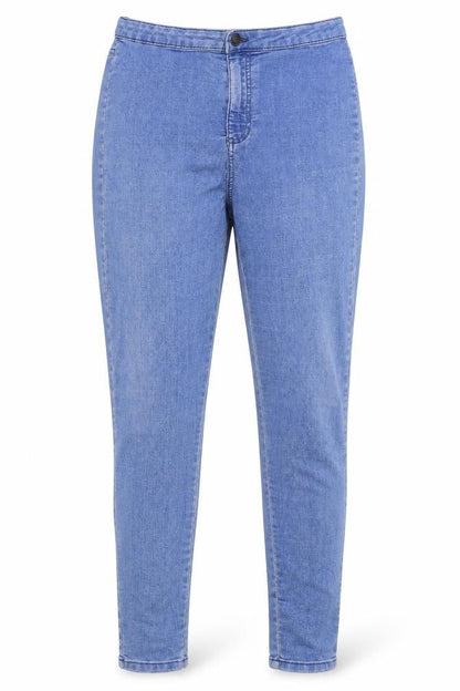 Front view of Denim & Co. women’s blue denim skinny jeans, size UK 14, 29-inch leg