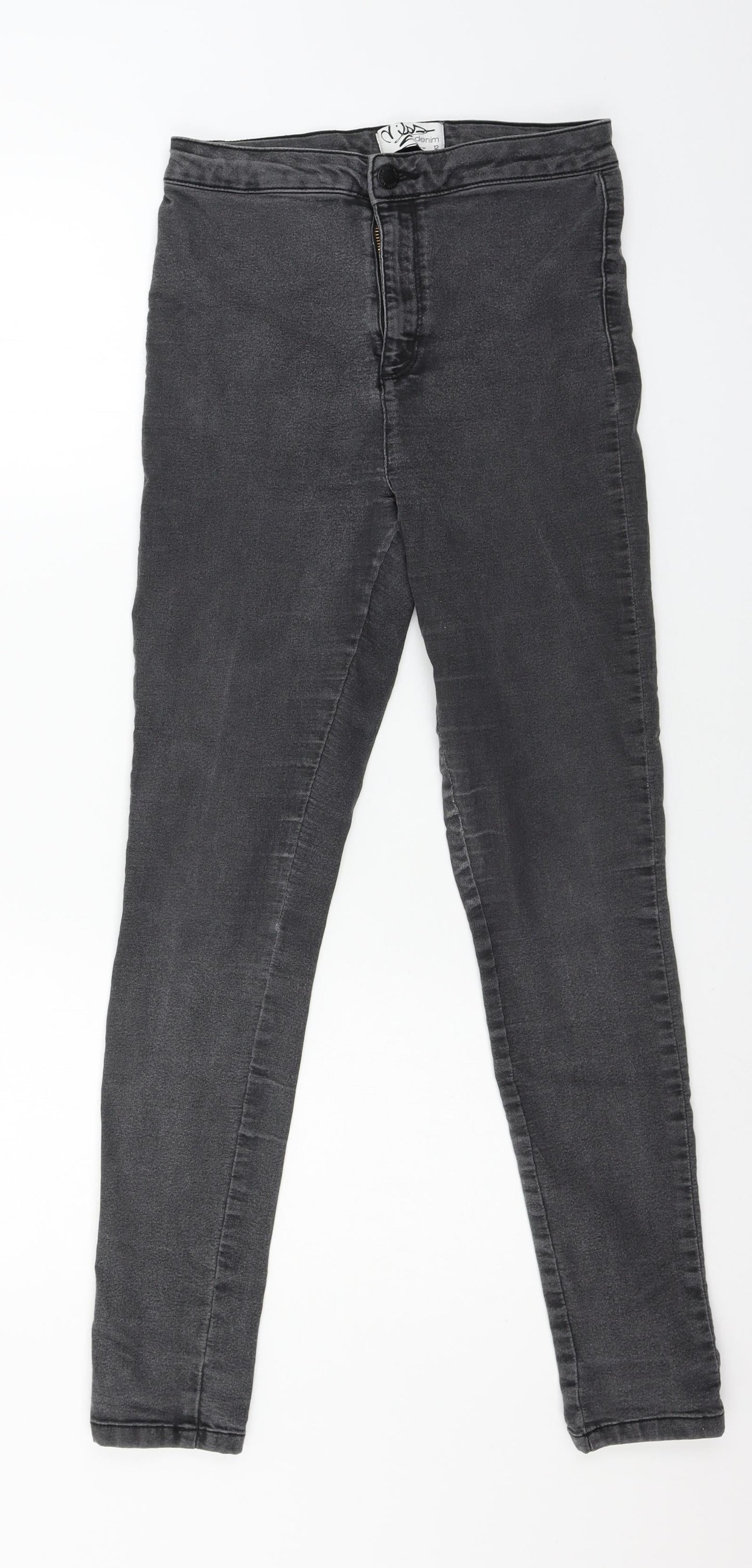 Miss Selfridge Womens Grey  Denim Skinny Jeans Size 12 L29 in