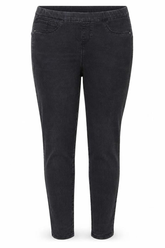 Front view of Denim & Co. women’s blue denim jegging jeans, size UK 12, 27-inch leg