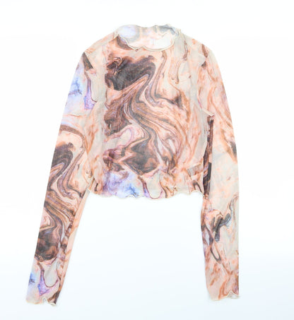 SheIn Womens Multicoloured Geometric  Basic T-Shirt Size S