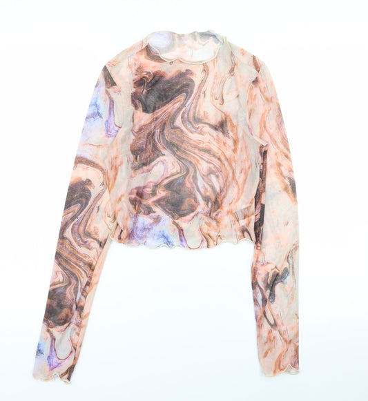 SheIn Womens Multicoloured Geometric  Basic T-Shirt Size S