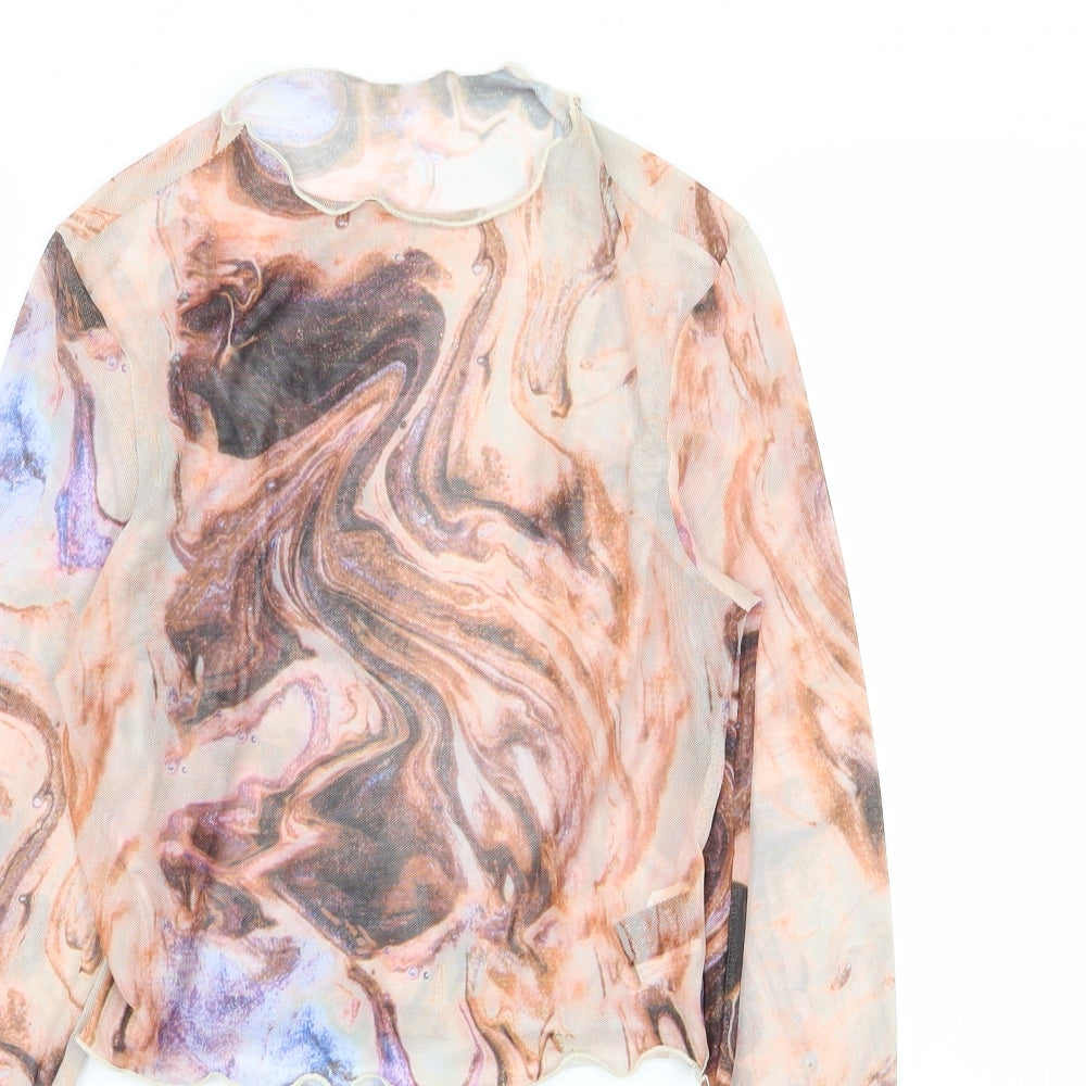 SheIn Womens Multicoloured Geometric  Basic T-Shirt Size S