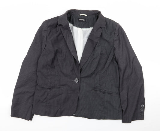 Asda George Womens Grey Striped  Jacket Blazer Size 20