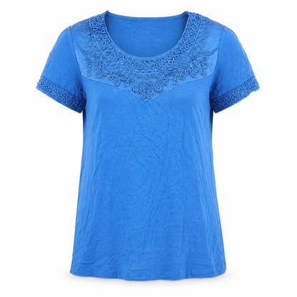 charlotte cold Womens Blue Geometric  Basic T-Shirt Size M