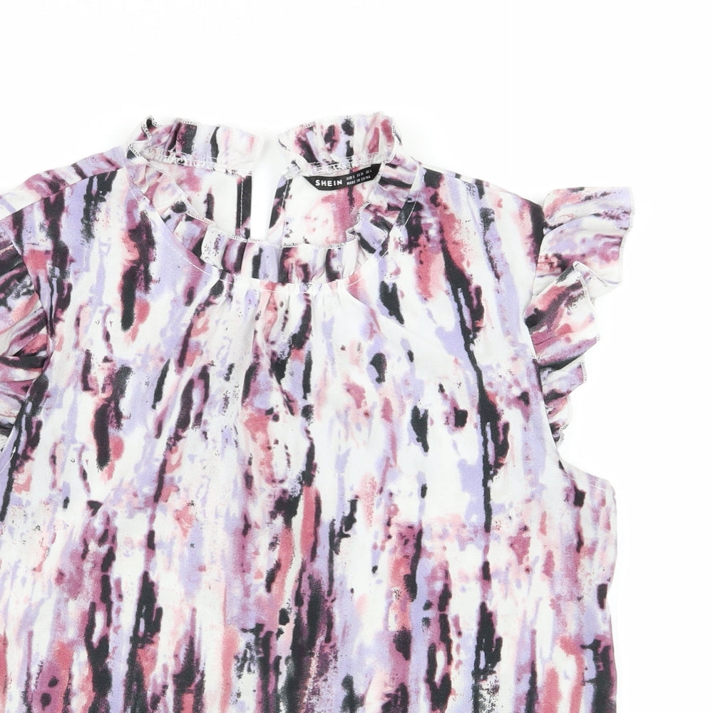 SheIn Womens Multicoloured Geometric  Basic Blouse Size S