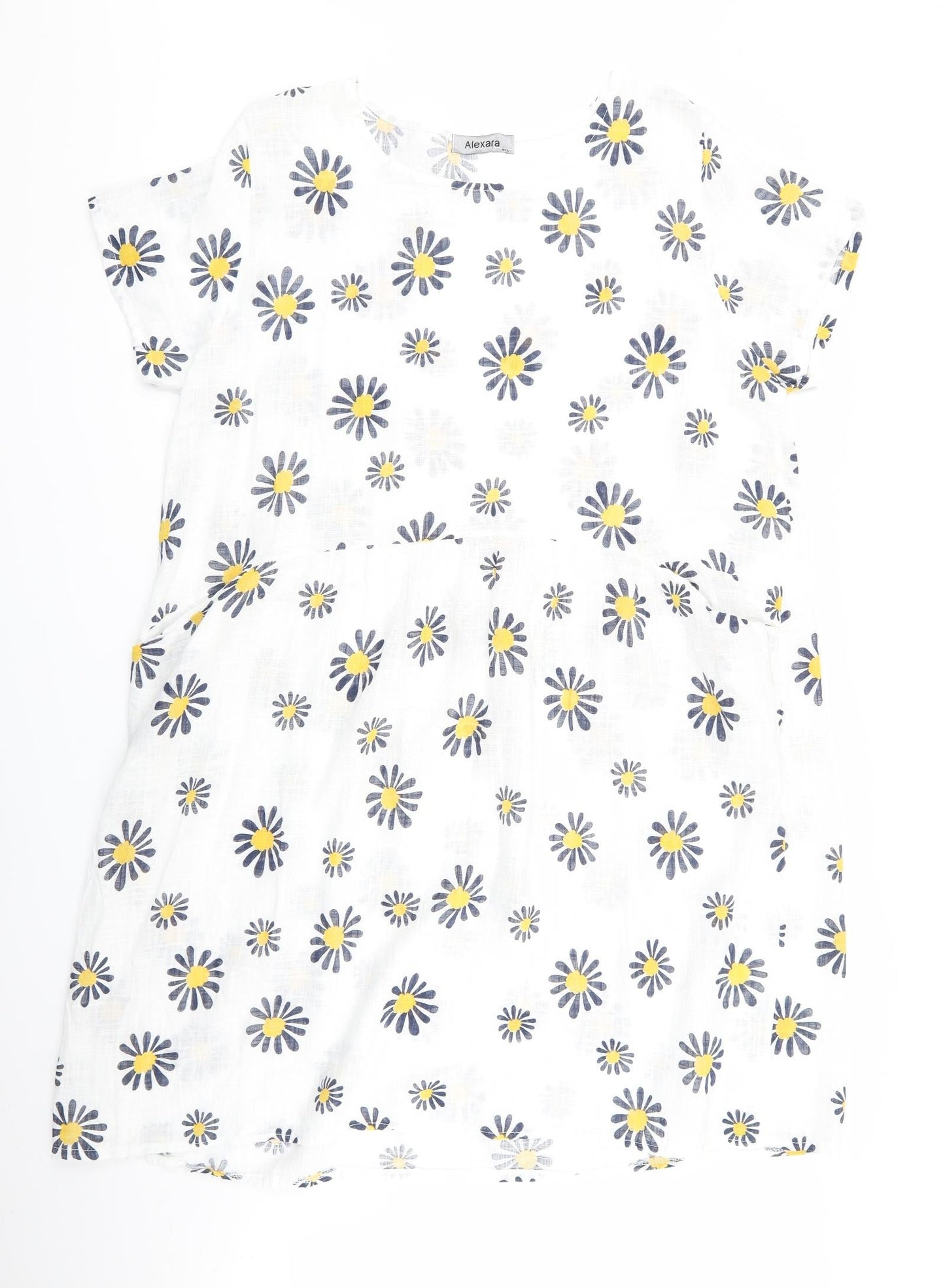 alexara Womens White Floral  A-Line  Size M