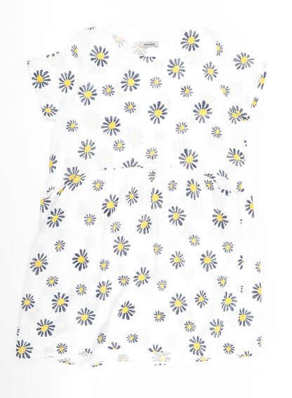alexara Womens White Floral  A-Line  Size M