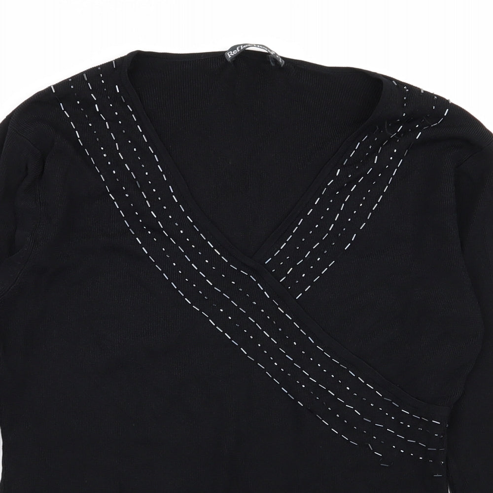 Womens UK Size L Reflections Black Pullover Jumper