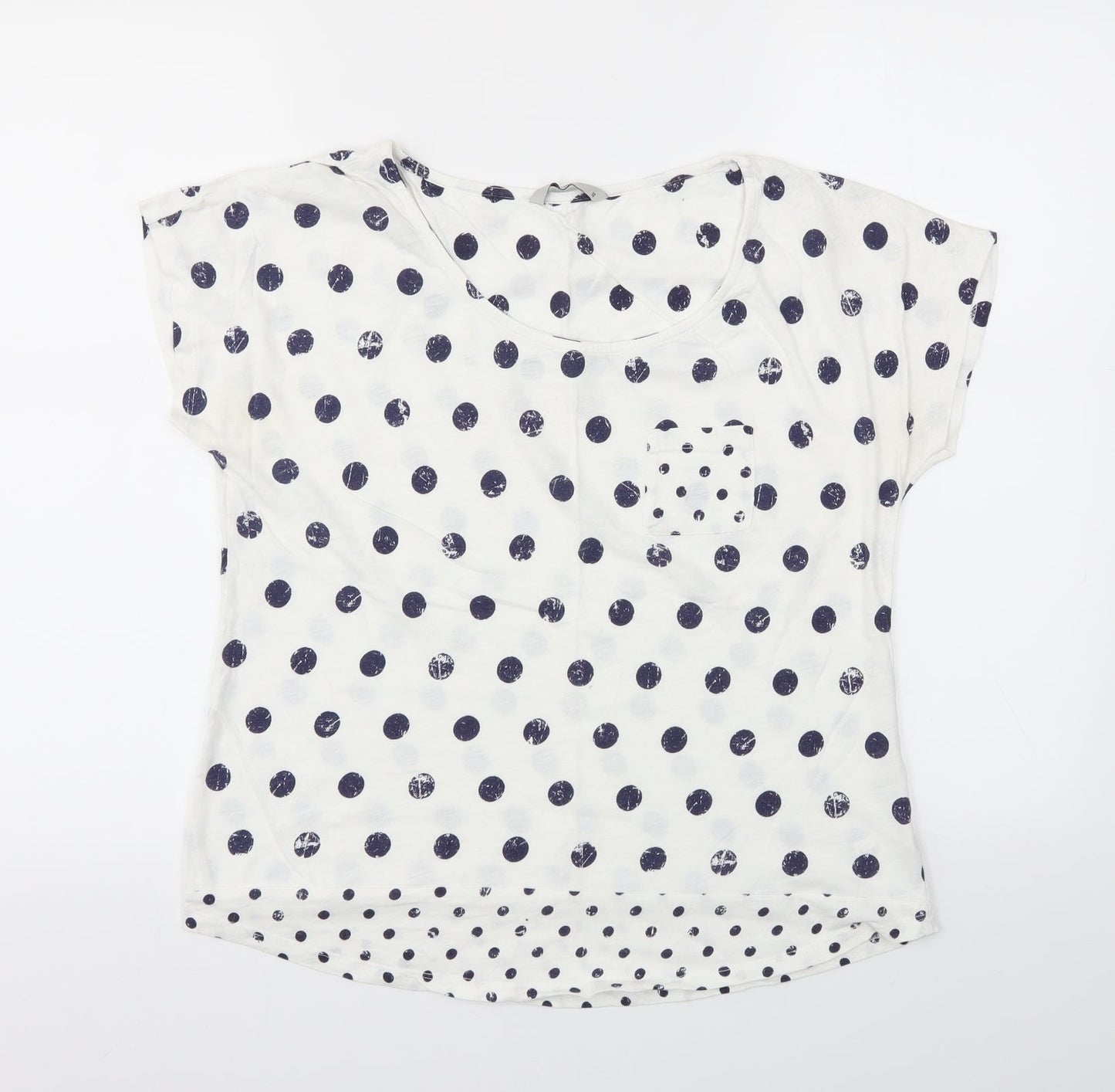 TU Womens Blue Polka Dot  Basic T-Shirt Size 10