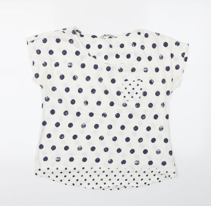 TU Womens Blue Polka Dot  Basic T-Shirt Size 10