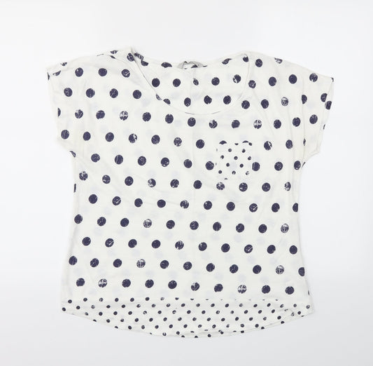 TU Womens Blue Polka Dot  Basic T-Shirt Size 10