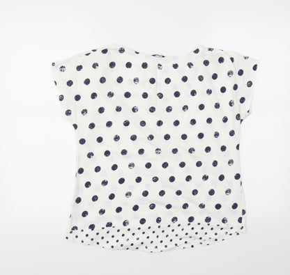 TU Womens Blue Polka Dot  Basic T-Shirt Size 10