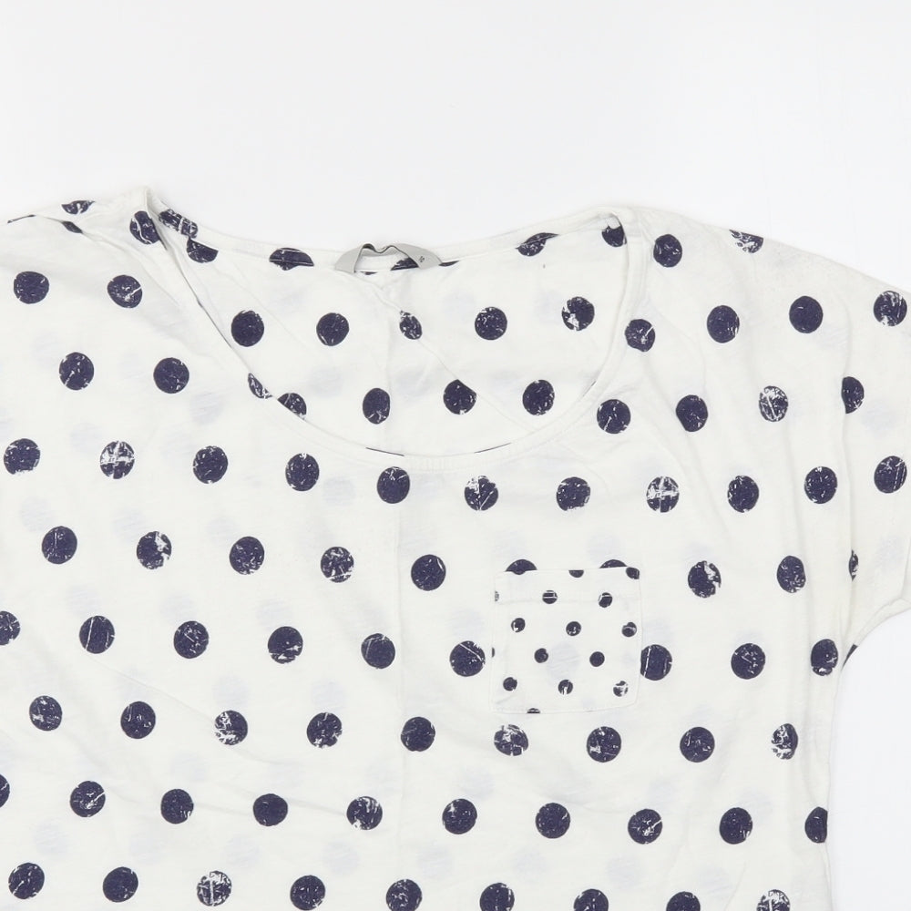 TU Womens Blue Polka Dot  Basic T-Shirt Size 10