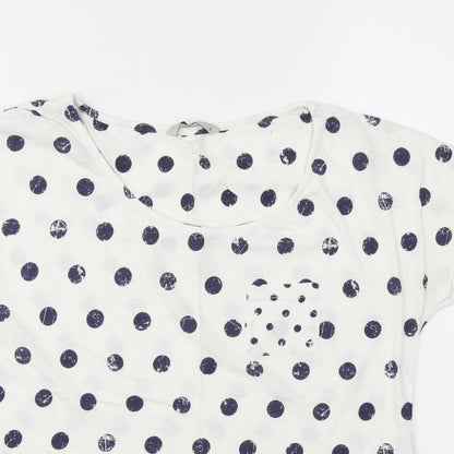 TU Womens Blue Polka Dot  Basic T-Shirt Size 10
