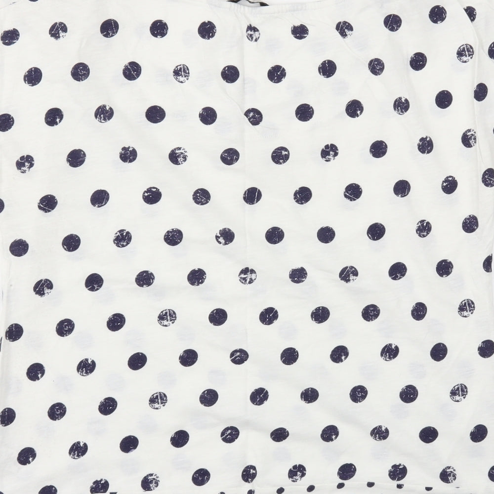 TU Womens Blue Polka Dot  Basic T-Shirt Size 10