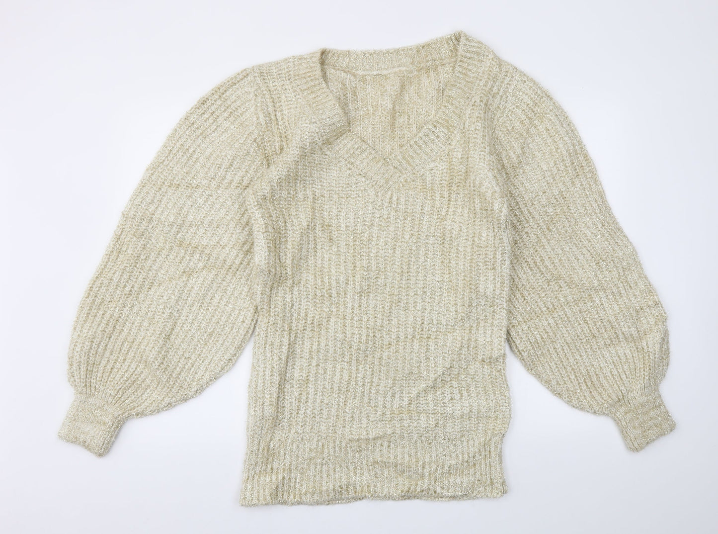 Womens UK Size 10 Preworn Gold Pullover Jumper