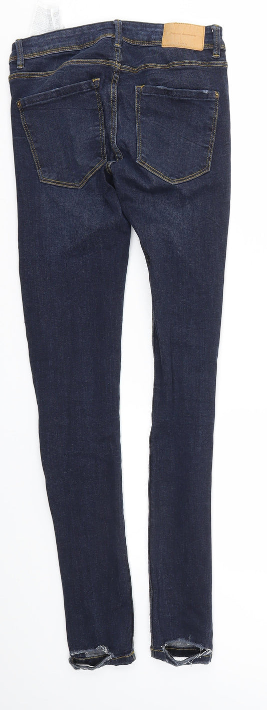 Zara Womens Blue Houndstooth  Skinny Jeans Size 28 L30 in