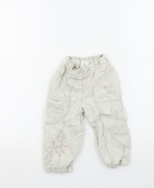 NEXT Girls Beige Colourblock  Cargo Trousers Size 12-18 Months