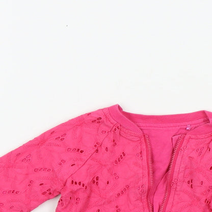 TU Girls Pink Colourblock  Full Zip Jumper Size 3-6 Months