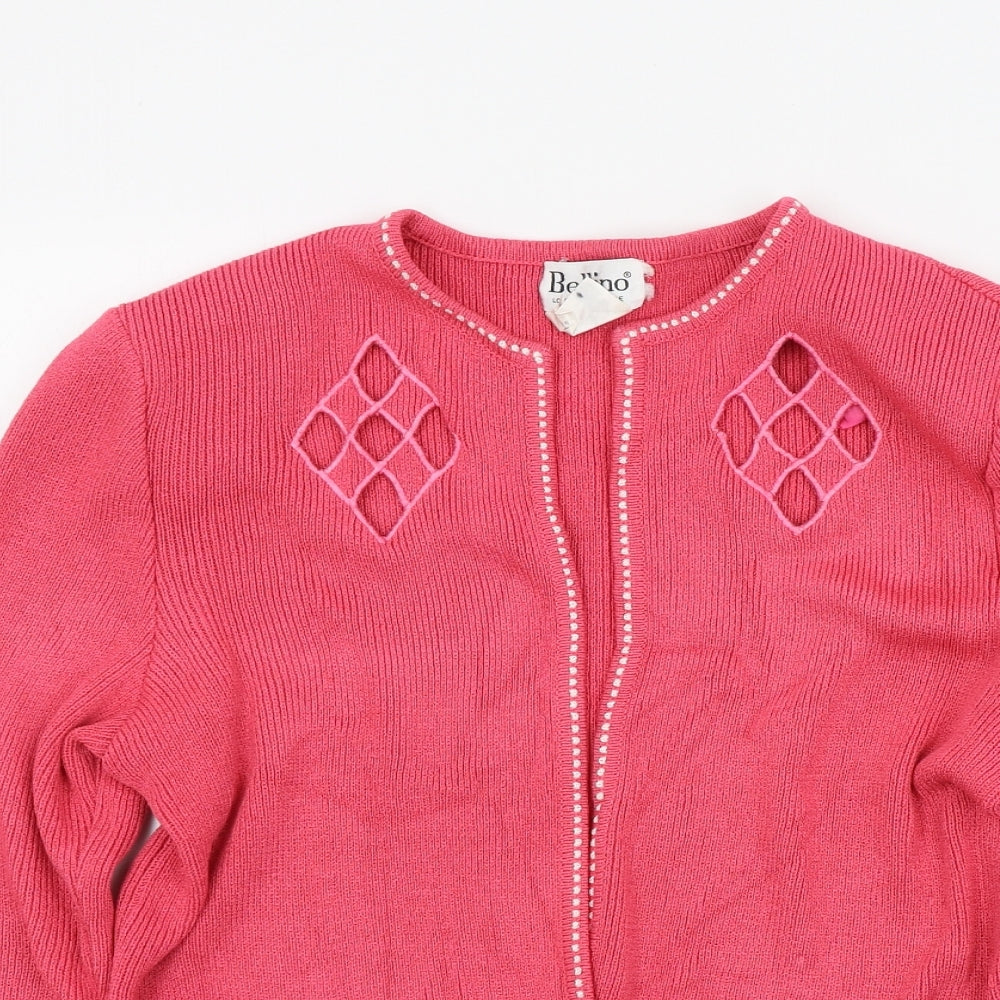Womens UK Size 12 Bellino Pink Cardigan Jumper