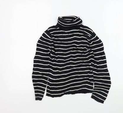 George Girls Black Striped  Pullover Jumper Size 7-8 Years