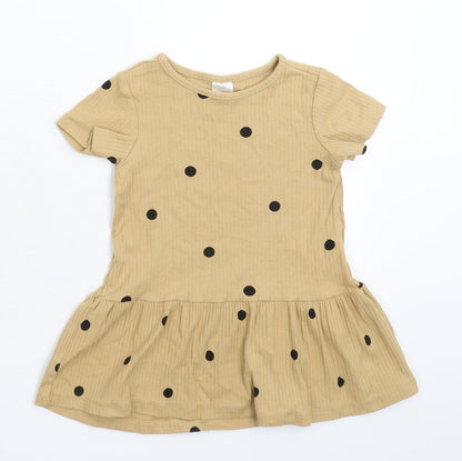 H&M Girls Beige Spotted  Fit & Flare  Size 9-12 Months