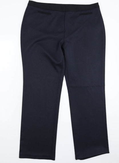 Womens UK Size 16 F&F Regular Fit Dress Pants Blue Trousers