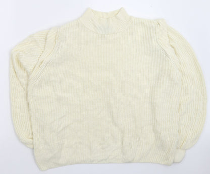 Primark Womens White  Knit Pullover Jumper Size 14  - Oversized