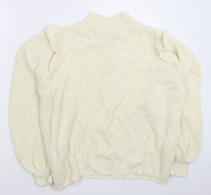 Primark Womens White  Knit Pullover Jumper Size 14  - Oversized