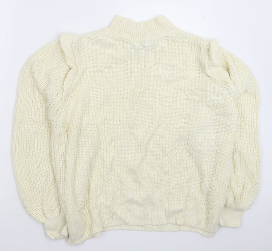Primark Womens White  Knit Pullover Jumper Size 14  - Oversized