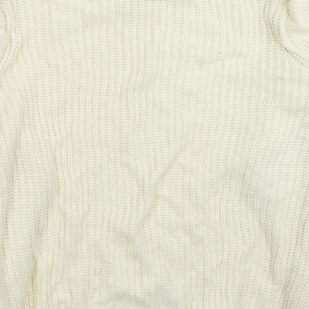 Primark Womens White  Knit Pullover Jumper Size 14  - Oversized
