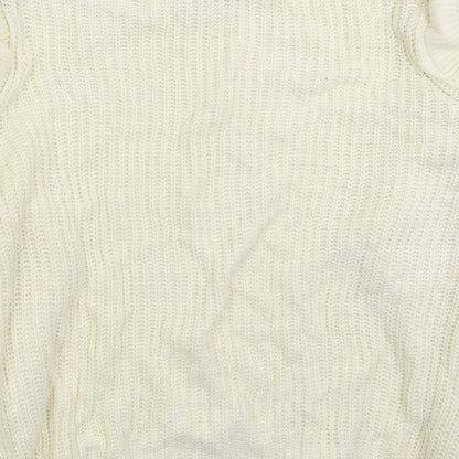 Primark Womens White  Knit Pullover Jumper Size 14  - Oversized