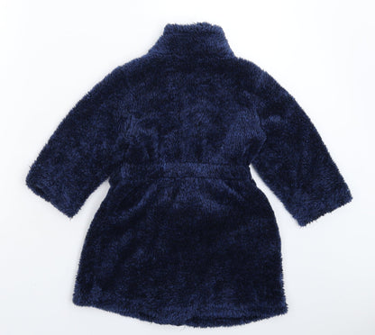 Peacocks Boys Blue Solid Fleece  Robe Size 3-4 Years