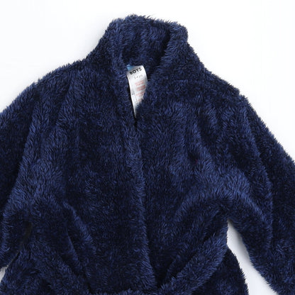 Peacocks Boys Blue Solid Fleece  Robe Size 3-4 Years