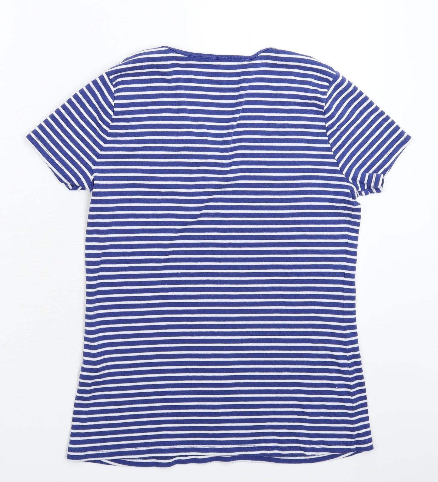 Iwie Womens Blue Striped  Basic T-Shirt Size L