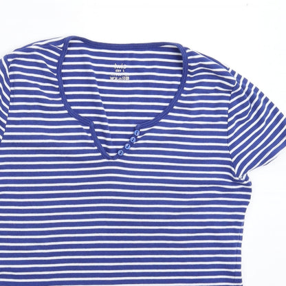 Iwie Womens Blue Striped  Basic T-Shirt Size L