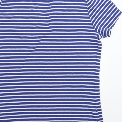 Iwie Womens Blue Striped  Basic T-Shirt Size L