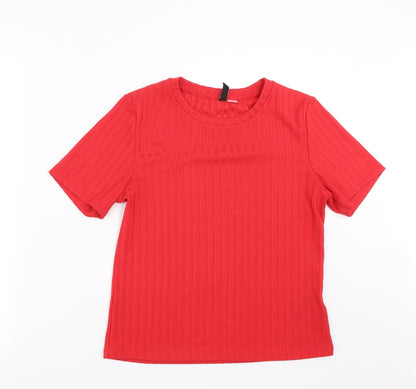 Divided by H&M Womens Red Striped  Basic T-Shirt Size L