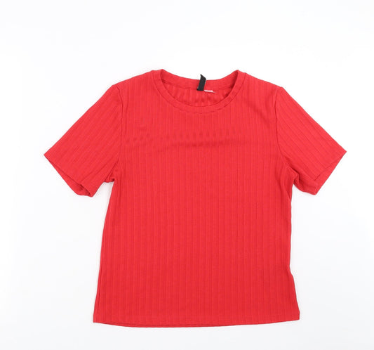Divided by H&M Womens Red Striped  Basic T-Shirt Size L