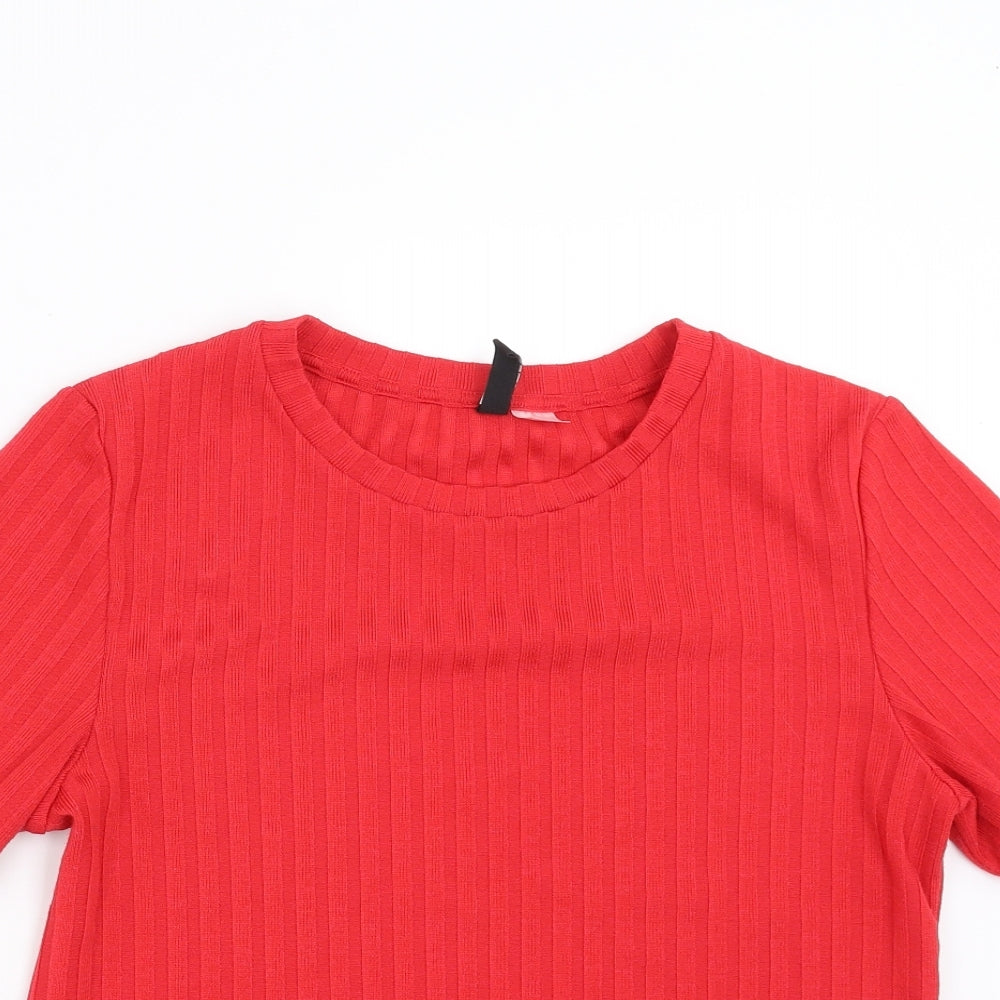 Divided by H&M Womens Red Striped  Basic T-Shirt Size L