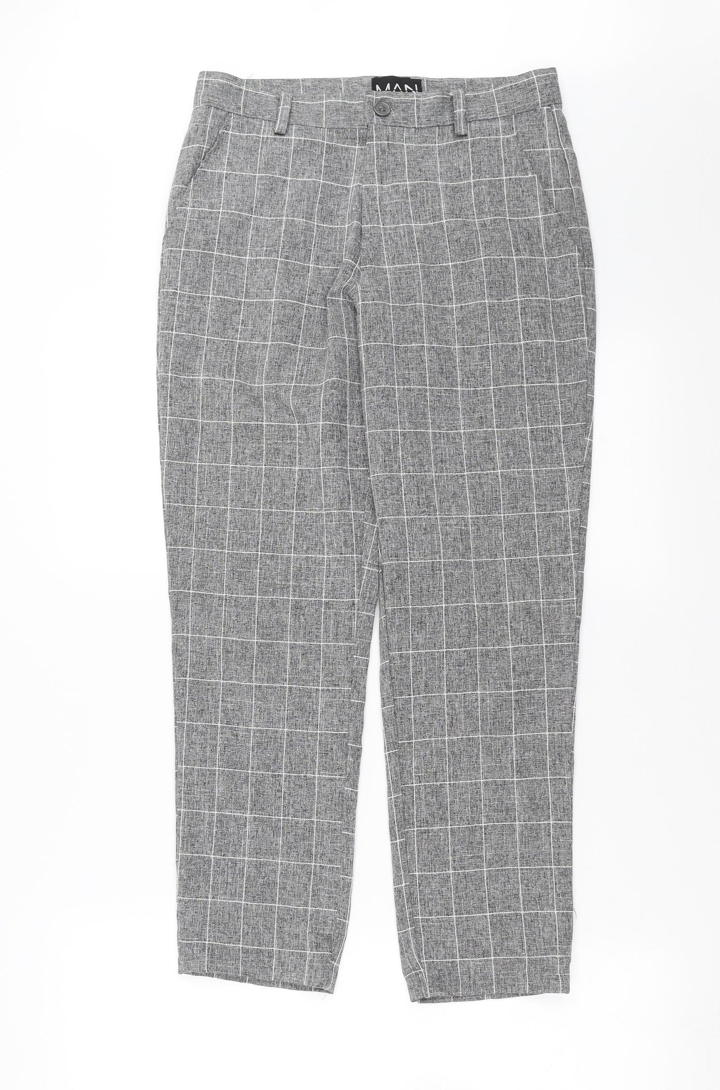 Boohoo man Mens Grey Check  Trousers  Size 28 in L26 in