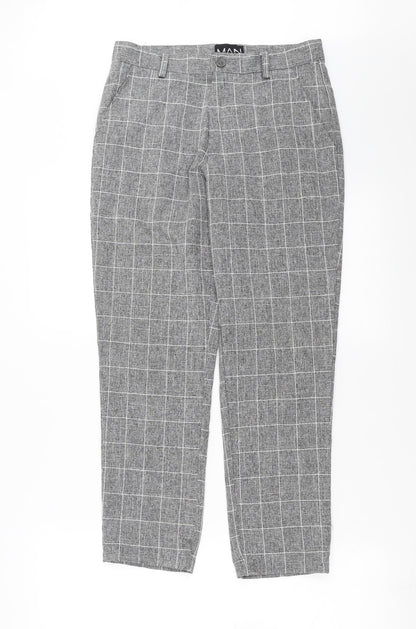 Boohoo man Mens Grey Check  Trousers  Size 28 in L26 in