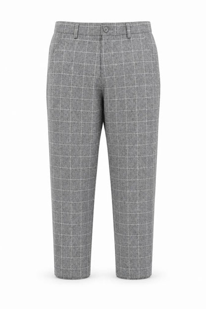 boohooMAN Mens Grey Check Trousers Size 28 in L26 in