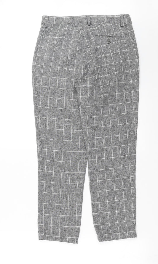 Boohoo man Mens Grey Check  Trousers  Size 28 in L26 in