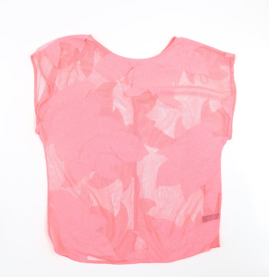 George Womens Pink Floral  Basic Blouse Size XS  - sheer