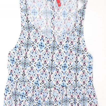 Divided by H&M Womens Blue Floral  Tank Dress  Size 12