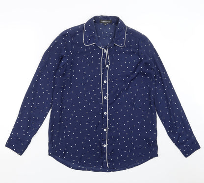 CAMEO ROSE Womens Blue Polka Dot  Basic Blouse Size 12